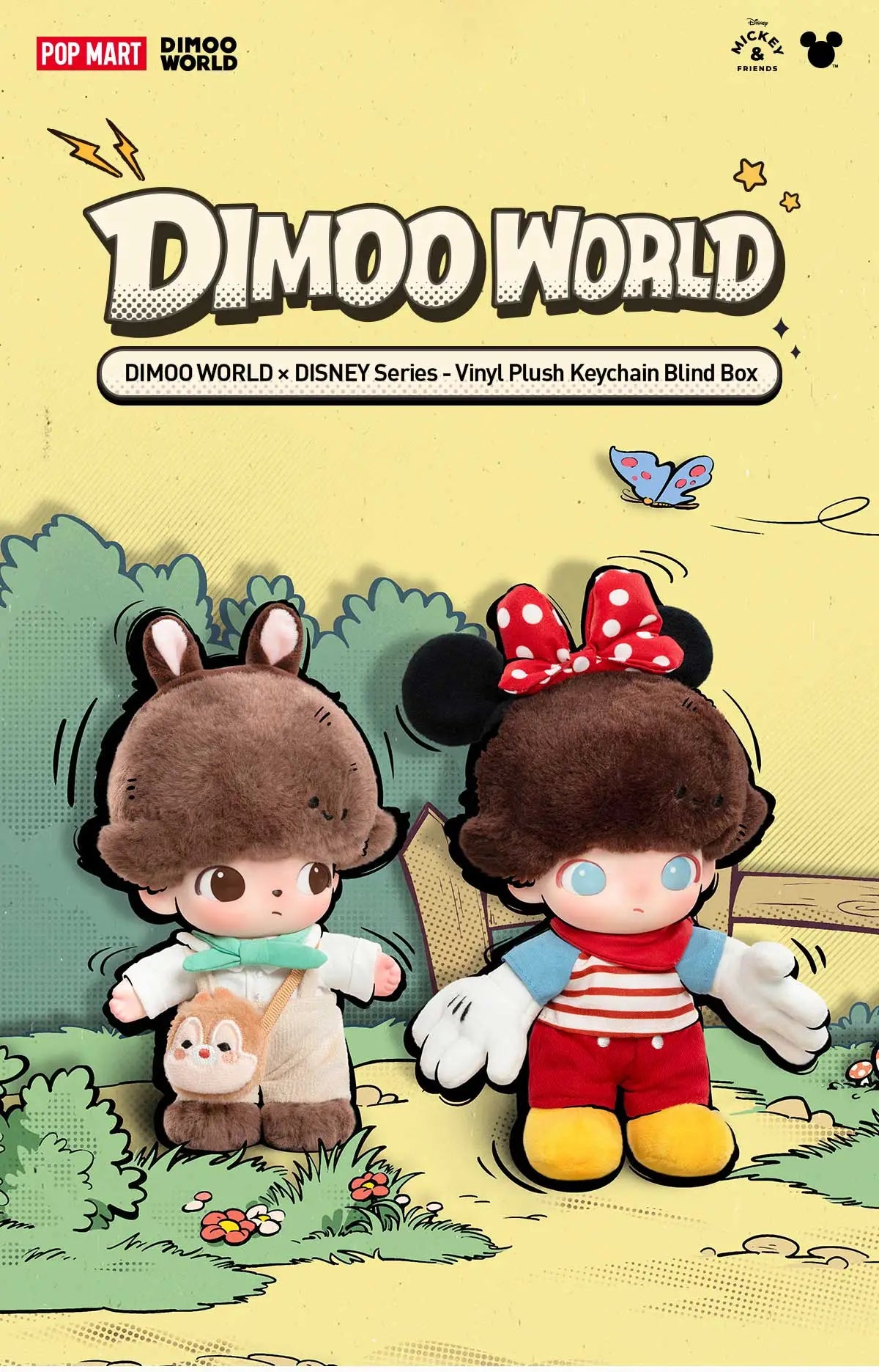 DIMOO WORLD x DISNEY Series-Vinyl Plush Keychain Blind Box (One DIMOO WORLD x DISNEY Series-Vinyl Plush Keychain Blind Box (One