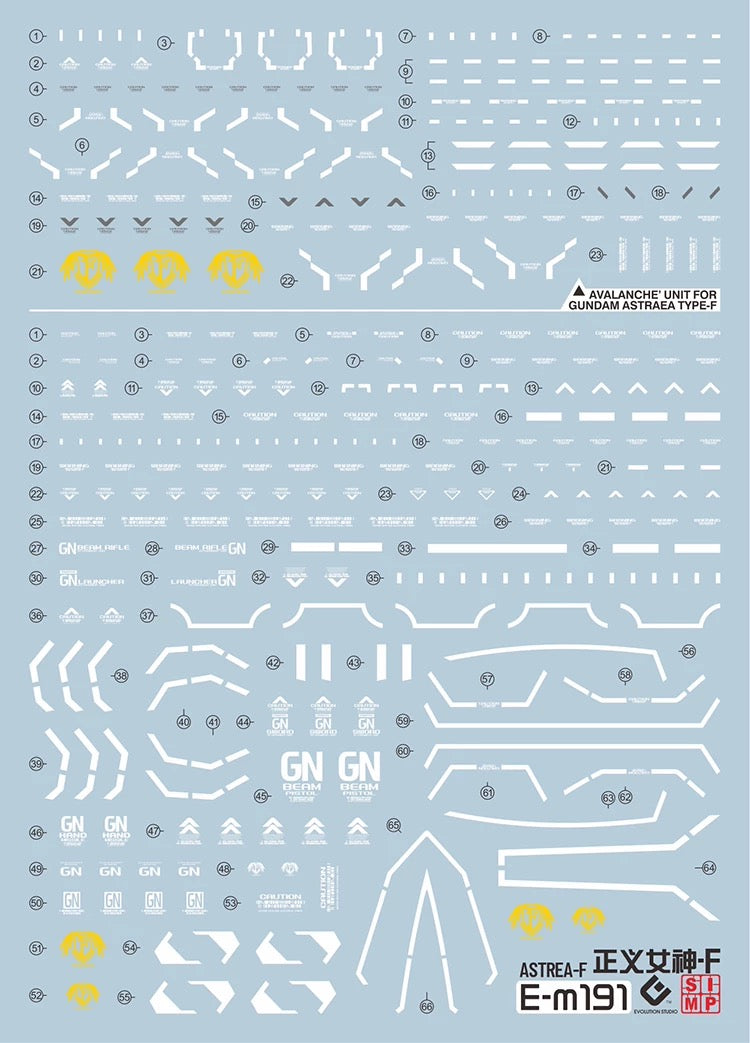 Evo MG Gundam Astraea Type-F (Full Weapon Set) 1/100 Water Decal