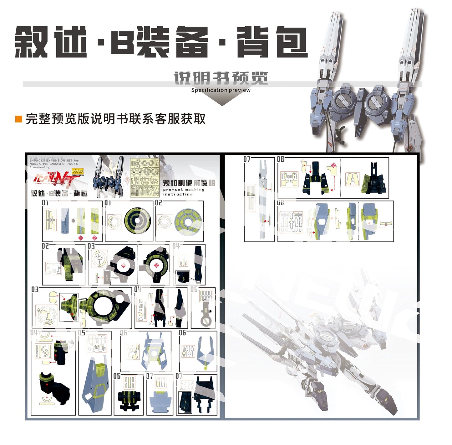 Pre-Cut Masking Tape for MG 1/100 NARRATIVE GUNDAM B-PACKS Expansion Unit