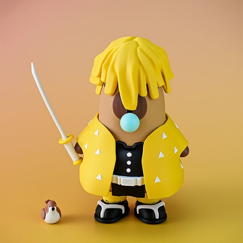 Capybara X Demon Slayer Zenitsu Agatsuma Action Figure with Magnet (Outfit Detachable)
