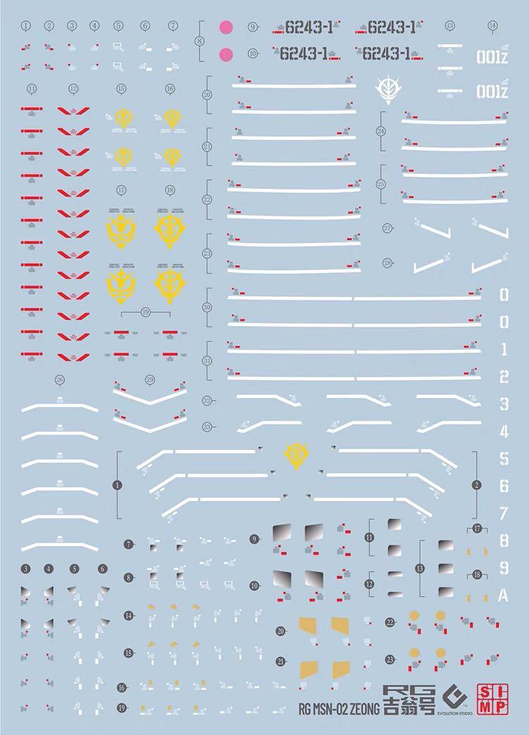 RG Zeong EVO Waterslide Decal 1/144