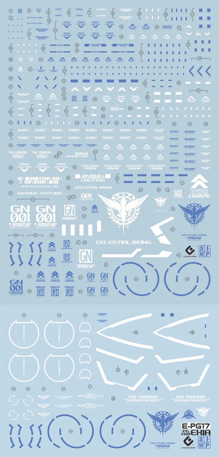 PG 1/60 Gundam Exia EVO Water Decal