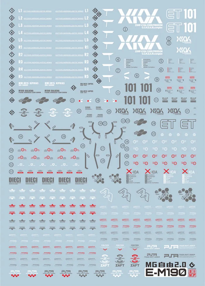 MG 1/100 Freedom Gundam Ver.2.0 EVO Water Decal