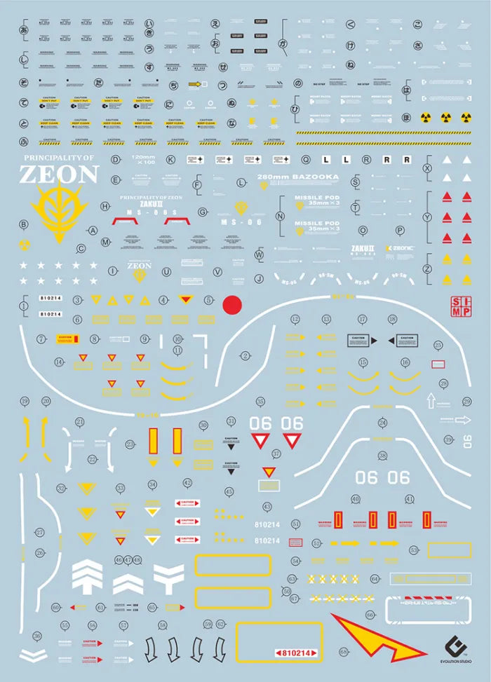 MG MS-06F Zaku 2 Ver 2.0 1/100 EVO Water Decal