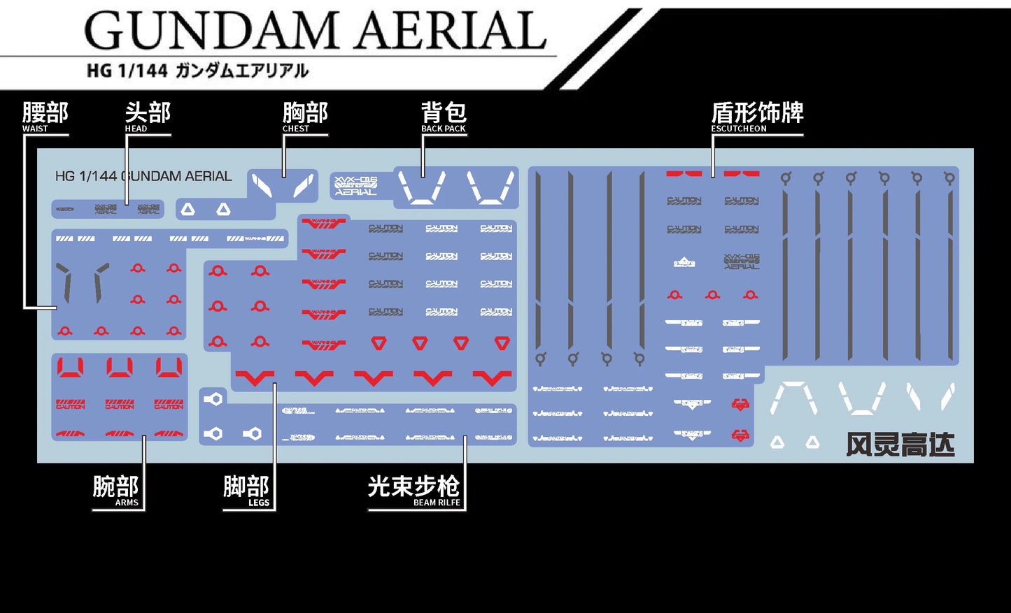 HG 1/144 GUNDAM AERIAL/LFRITH/DEMI TRAINER/CHUCHU’S DEMI TRAINER EVO Water Decal