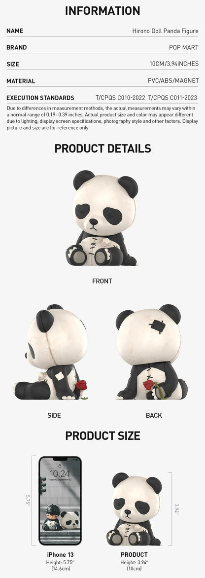 POP MART Hirono Doll Panda Figure (Height: 10cm)