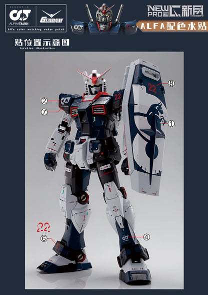 Customized Alpha Tauri Water Decal for PG RX-78-2 Unleashed 1/60