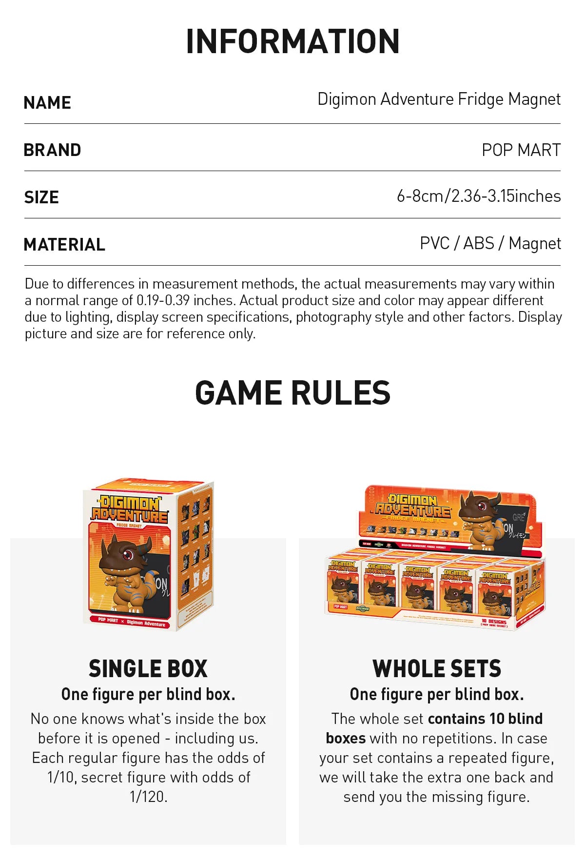 Digimon Adventure Fridge Magnet Series Figures - Whole Set of 10