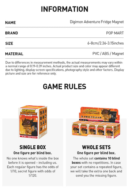 Digimon Adventure Fridge Magnet Series Figures - Whole Set of 10