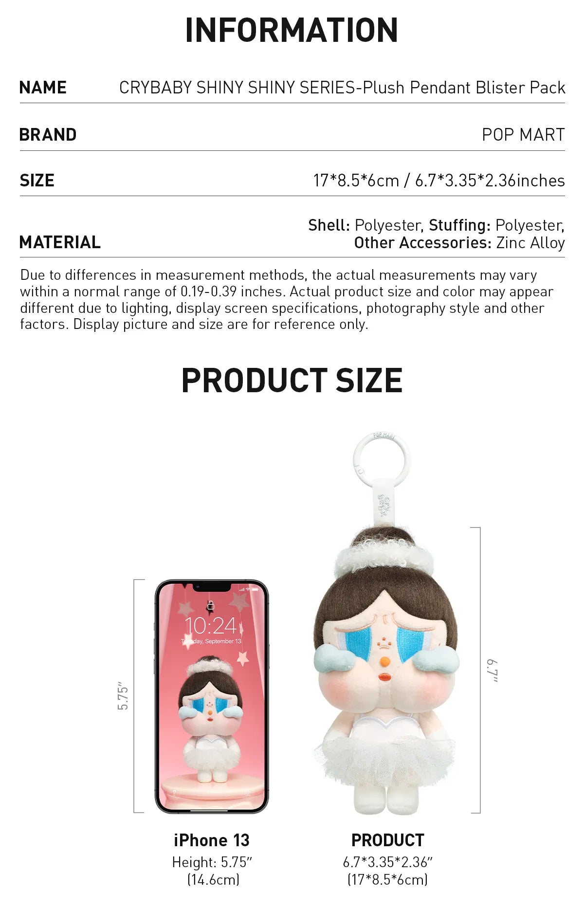 CRYBABY SHINY SHINY SERIES-Plush Pedant Blister Pack