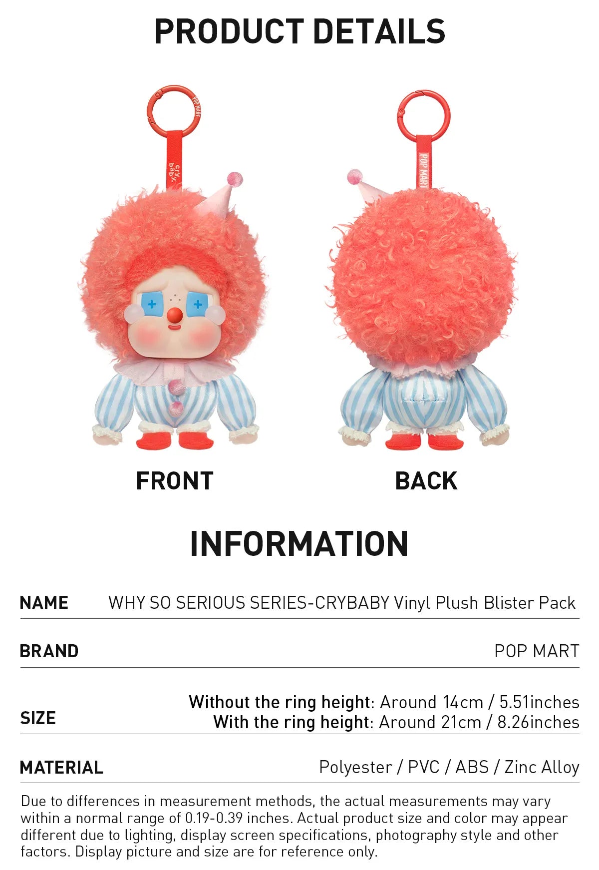 WHY SO SERIOUS SERIES-CRYBABY Vinyl Plush Blister Pack