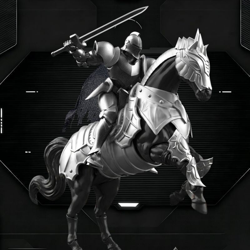 Xingdijia 1/12 scale Knight and Horse model kit (Silver)