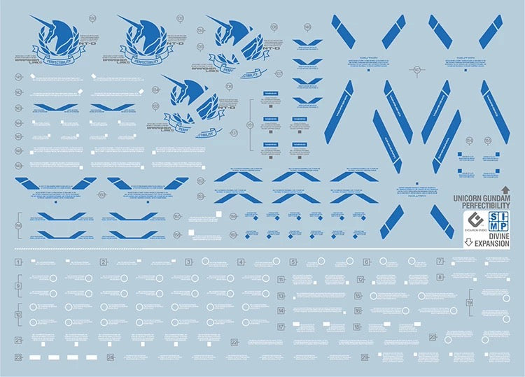 EVO Water Decal For 1/60 PG Unicorn Perfectibility (Blue)