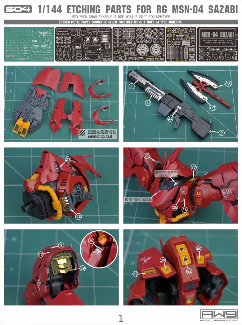 JAOPARTS RG Sazabi ETCHING PARTS