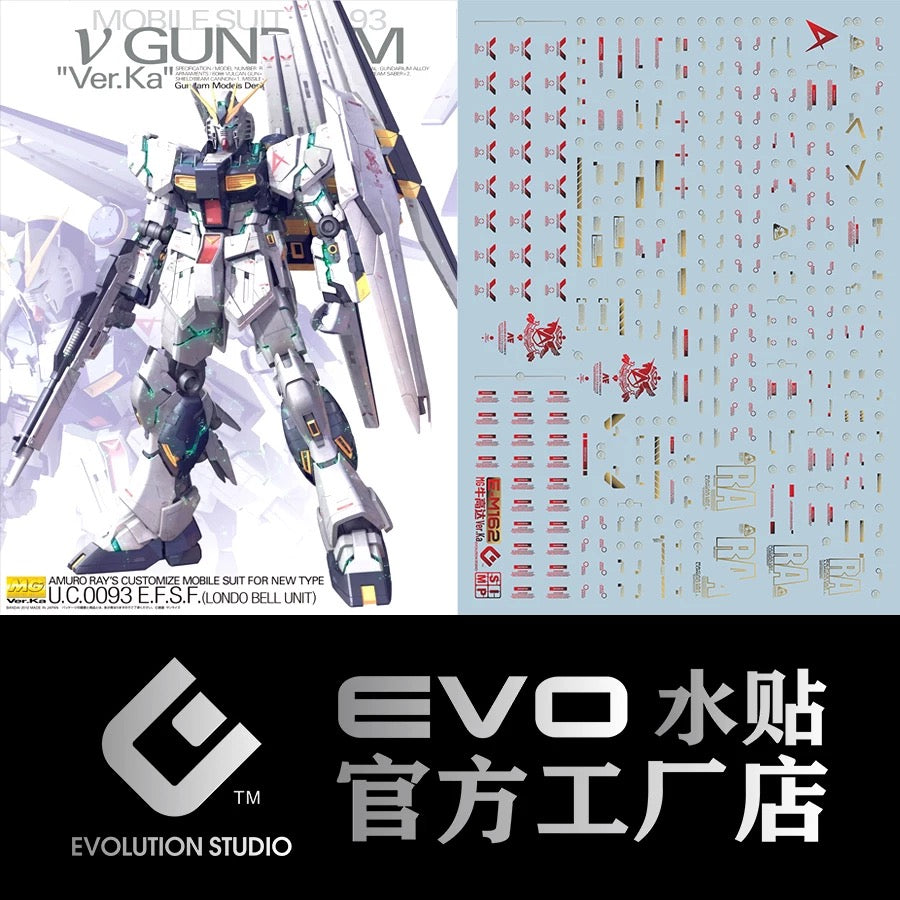 MG RX-93 Nu Gundam Ver.Ka EVO Water Decal Plated Gold Version