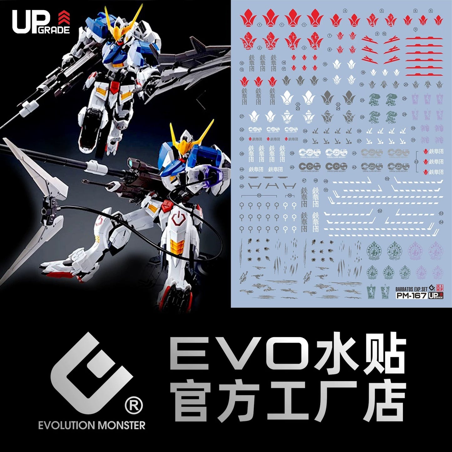 MG Expansion Parts Set for Gundam Barbatos 1/100 EVO Water Decal