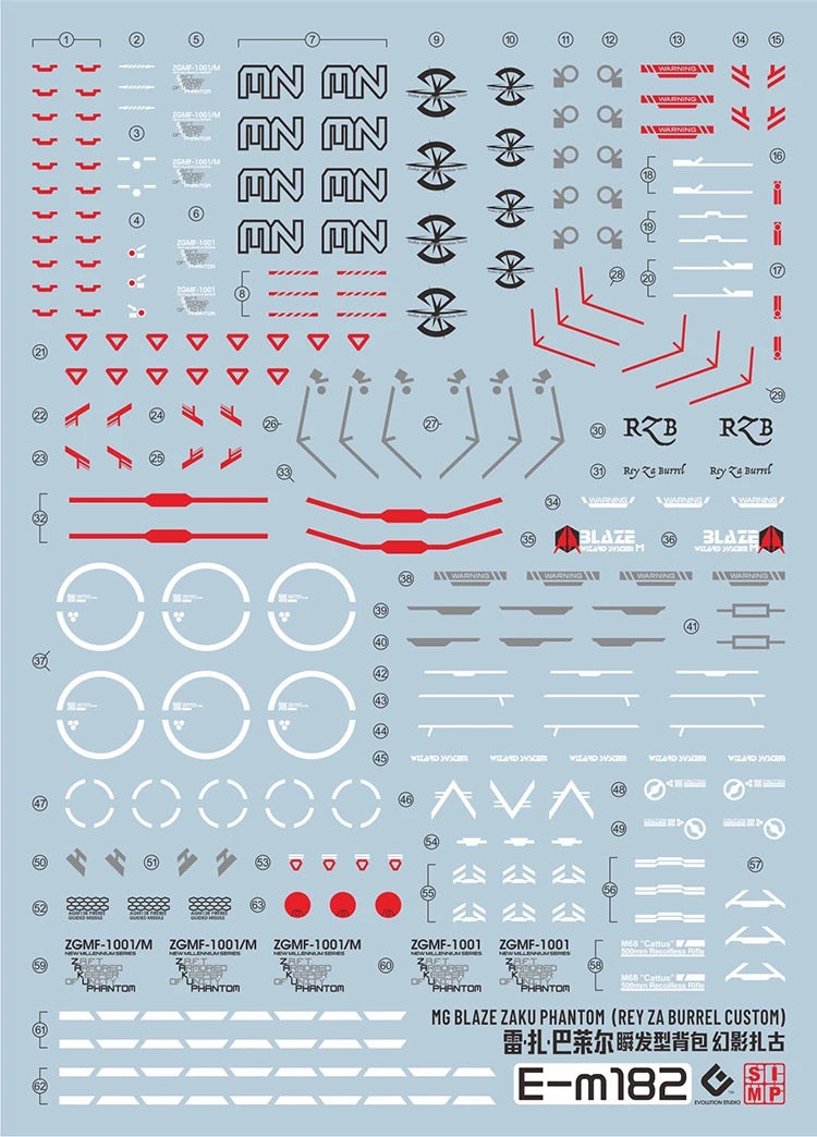 MG Blaze Zaku Phantom(Rey Za Burrel Custom) 1/100 EVO Water Decal