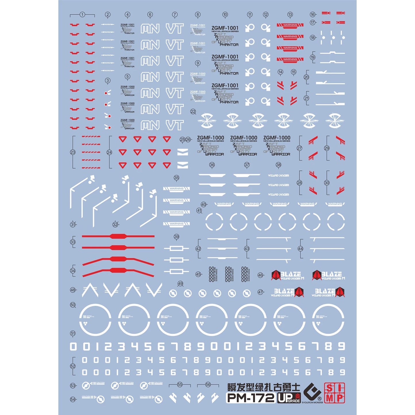 MG Blaze Zaku Phantom / Blaze Zaku Warrior 1/100 EVO Water Decal