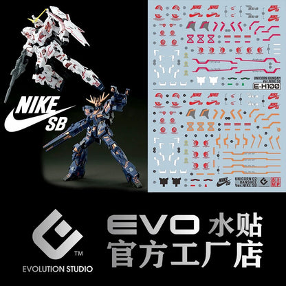 HG 1/144 Unicorn GUNDAM / Banshee EVO Water Decal Nike SB Version