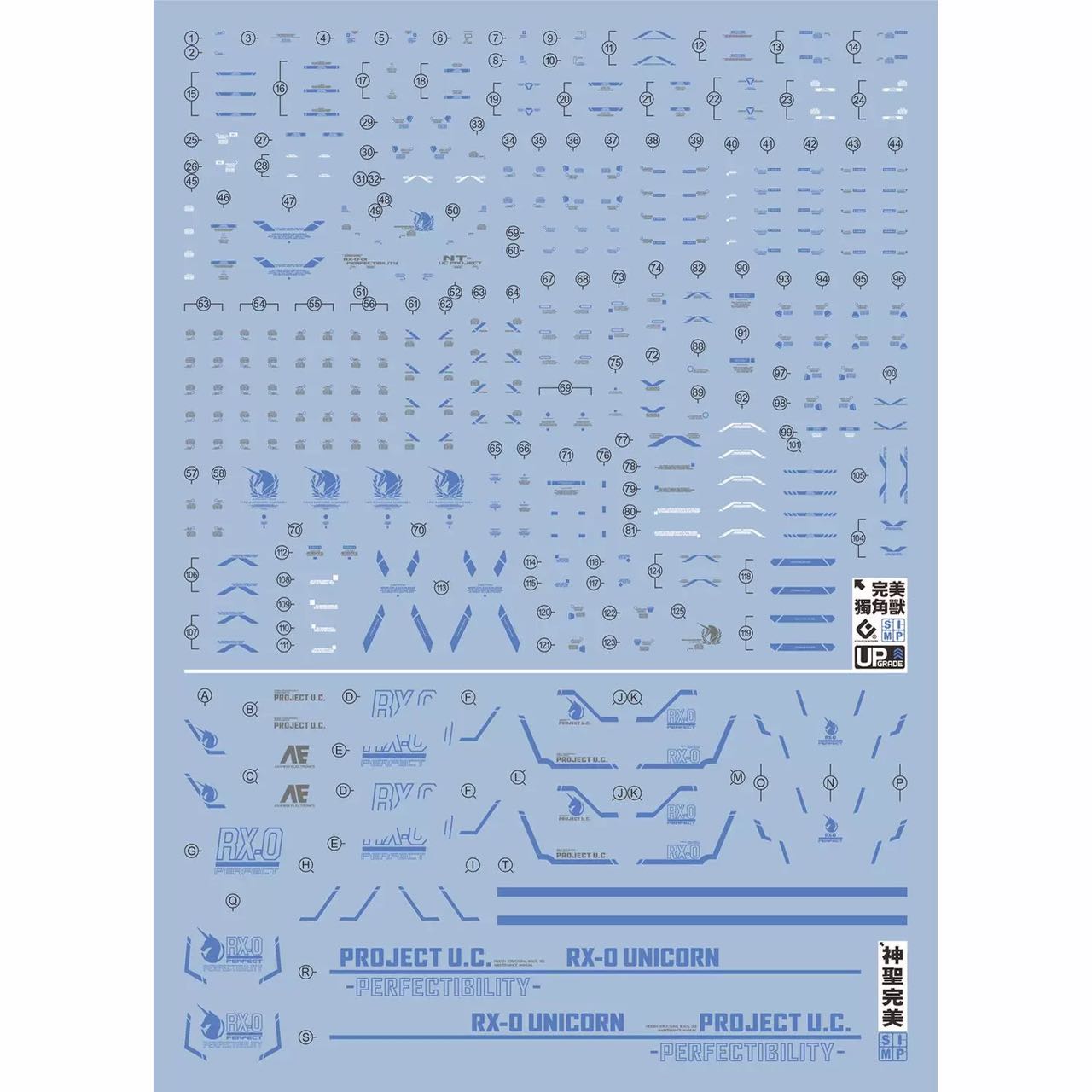 EVO Water Decal For 1/144 RG Unicorn Perfectibility (Blue)