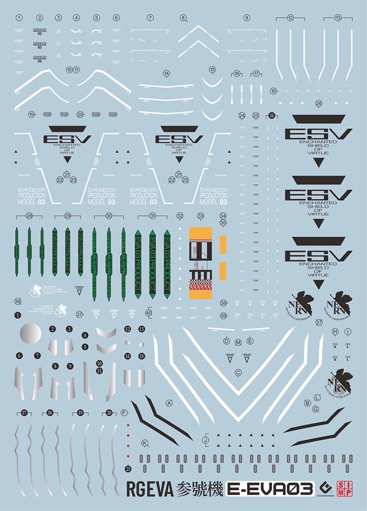 EVO Decal for RG Artificial Human Evangelion Unit-03 The Enchanted Shield of Virtue SET