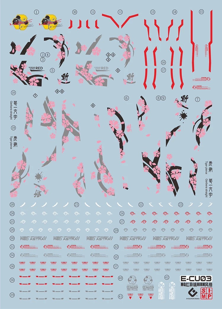 MG Astray Red Frame 1/100 EVO Water Decal HIRM cherry blossom Style