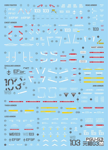 PG RX-78-2 Unleashed 1/60 EVO Water Decal G3 2.0 Version