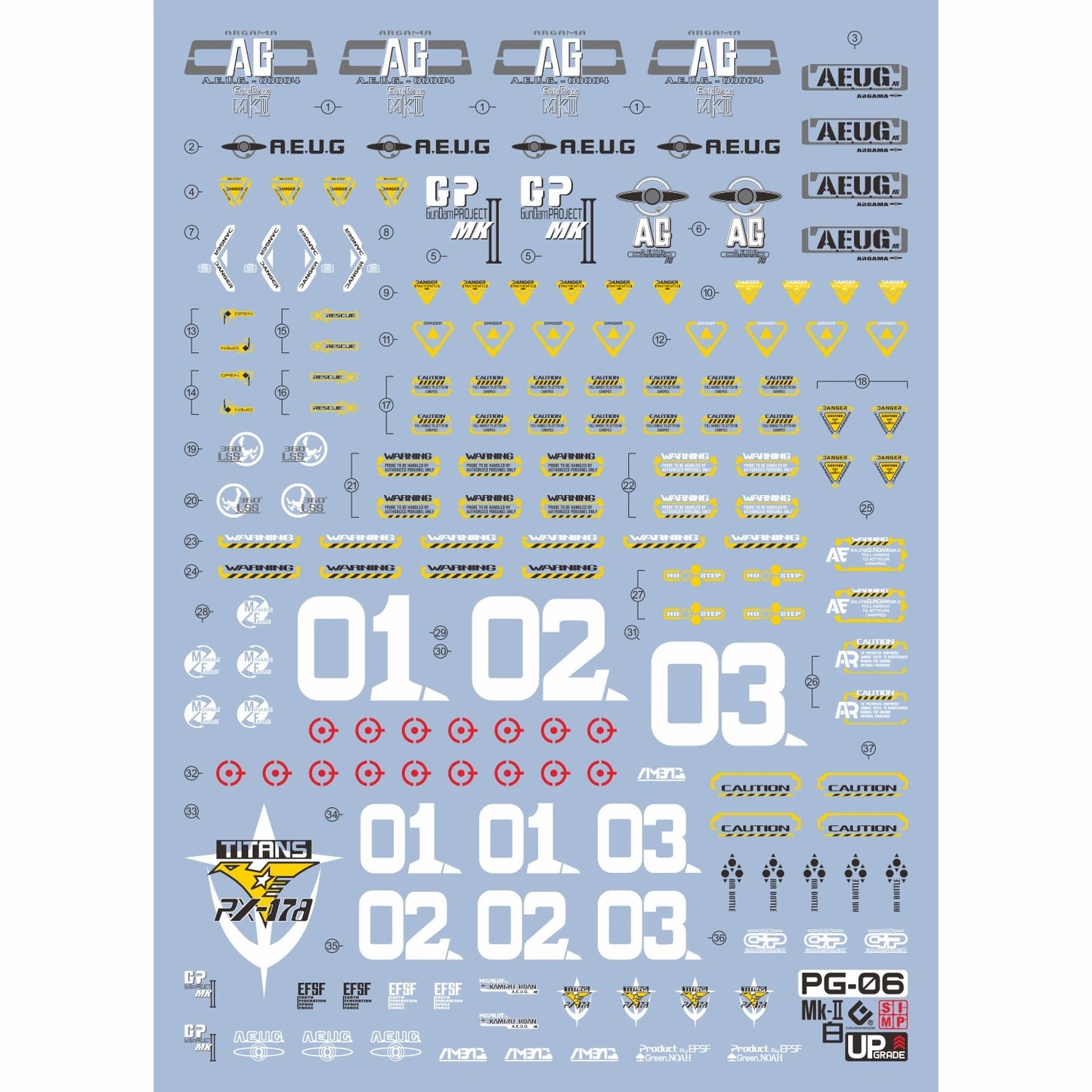 PG Gundam RX-178 MK II A.E.U.G. 1/60 EVO Water Decal