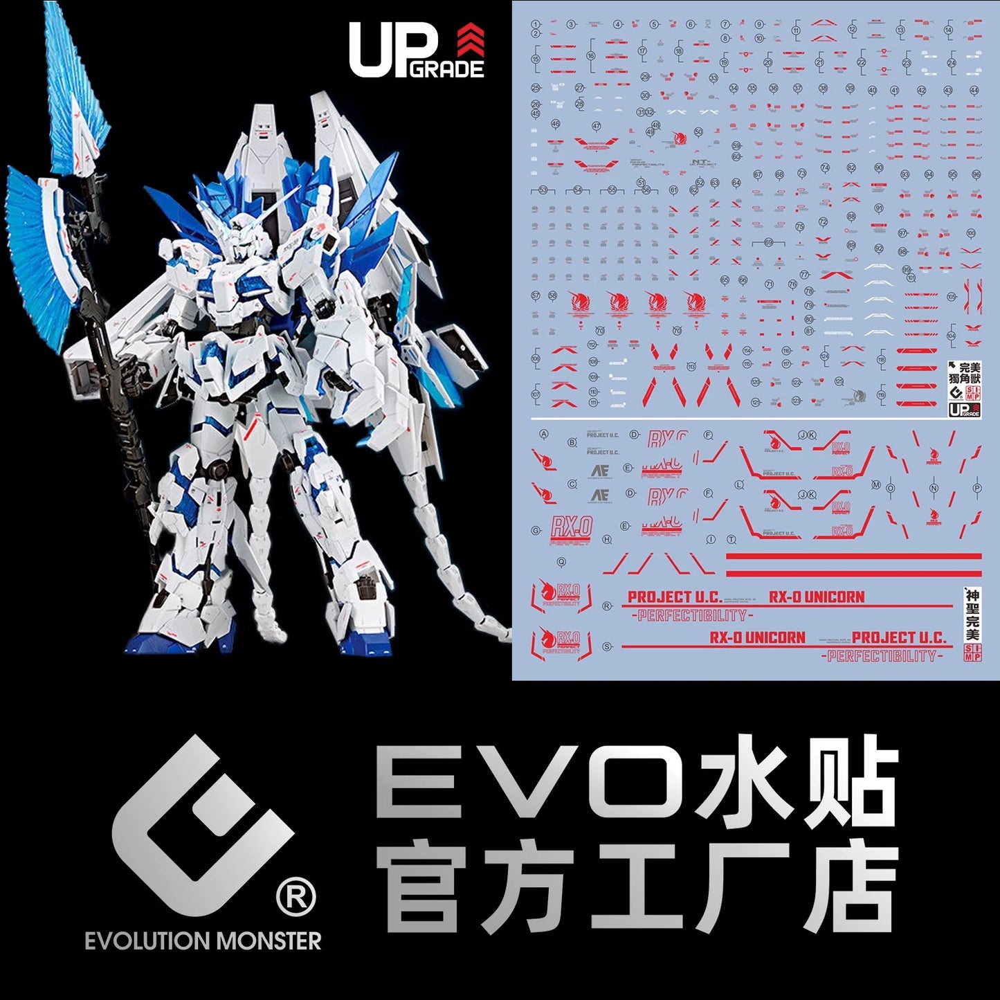 EVO Water Decal For 1/144 RG Unicorn Perfectibility (Red)