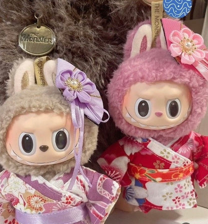 purple labubu gold dress POP MART THE MONSTERS - Labubu Outfit - Japanese Dress Kimono