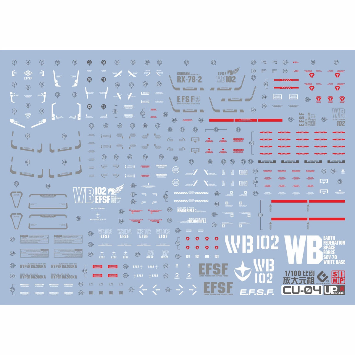 EVO Decals for Fat Cat Studio 1/100 scale RG RX-78-2 Version 2.0 – Cool ...