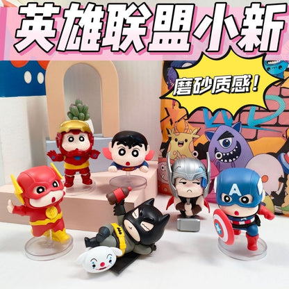 CRAYON SHIN-CHAN X Avengers & Justice League Blind Box Action Figure (Whole Set of 6)