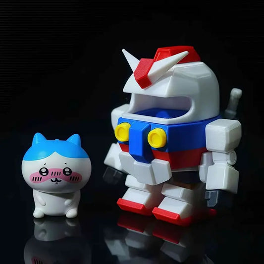 Chiikawa X Gundam Action Figure with Magnet (Pilot Detachable) - Hachiware Piloting Version