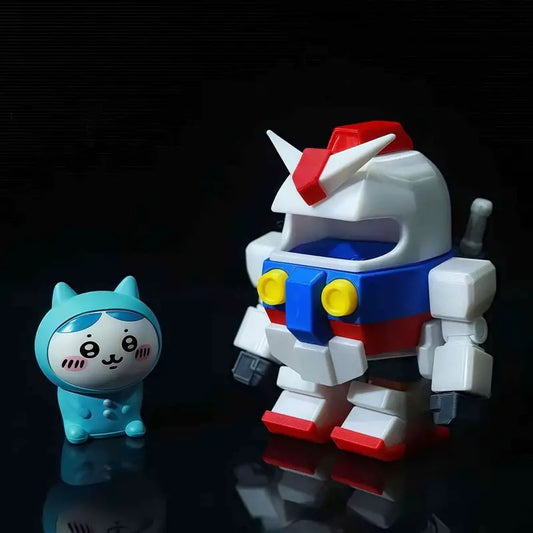 Chiikawa X Gundam Action Figure with Magnet (Pilot Detachable) - Pajama Hachiware Piloting Version