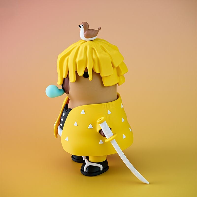 Capybara X Demon Slayer Zenitsu Agatsuma Action Figure with Magnet (Outfit Detachable)