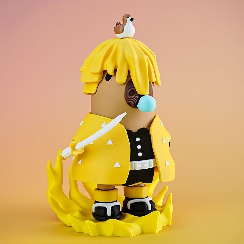 Smily Slayers ナヲトスズキ ガバ セット Capybara X Demon Slayer Zenitsu Agatsuma Action Figure with Magnet
