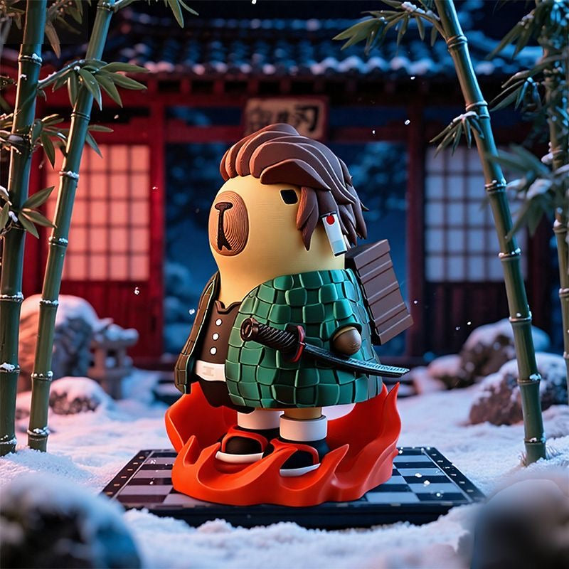 Capybara X Demon Slayer Tanjiro Kamato Action Figure with Magnet (Outfit Detachable)