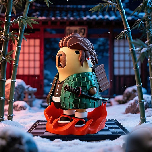 Capybara X Demon Slayer Tanjiro Kamato Action Figure with Magnet (Outfit Detachable)