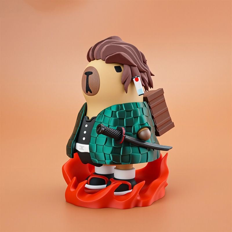 Capybara X Demon Slayer Tanjiro Kamato Action Figure with Magnet (Outfit Detachable)