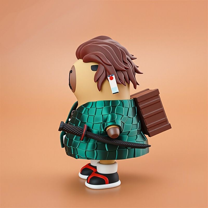 Capybara X Demon Slayer Tanjiro Kamato Action Figure with Magnet (Outfit Detachable)