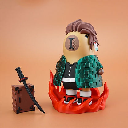 Capybara X Demon Slayer Tanjiro Kamato Action Figure with Magnet (Outfit Detachable)