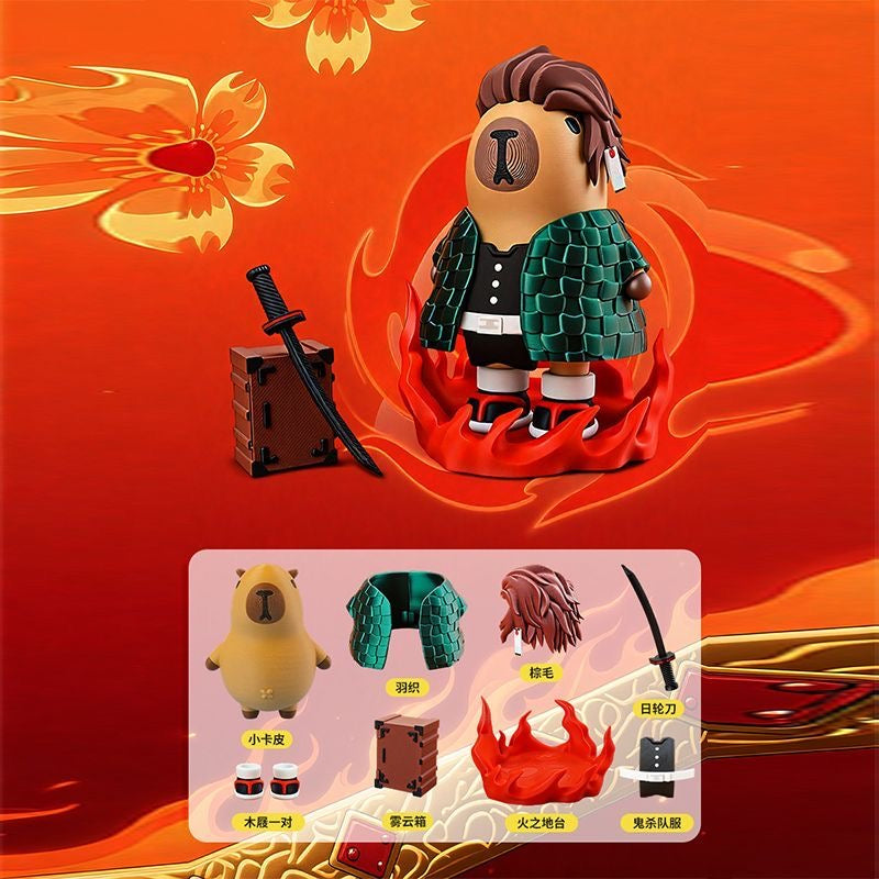 Capybara X Demon Slayer Tanjiro Kamato Action Figure with Magnet (Outfit Detachable)