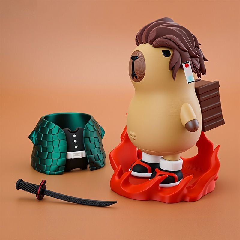 Capybara X Demon Slayer Tanjiro Kamato Action Figure with Magnet (Outfit Detachable)