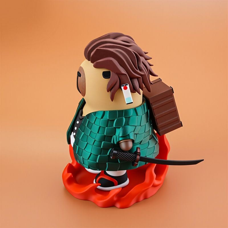 Capybara X Demon Slayer Tanjiro Kamato Action Figure with Magnet (Outfit Detachable)