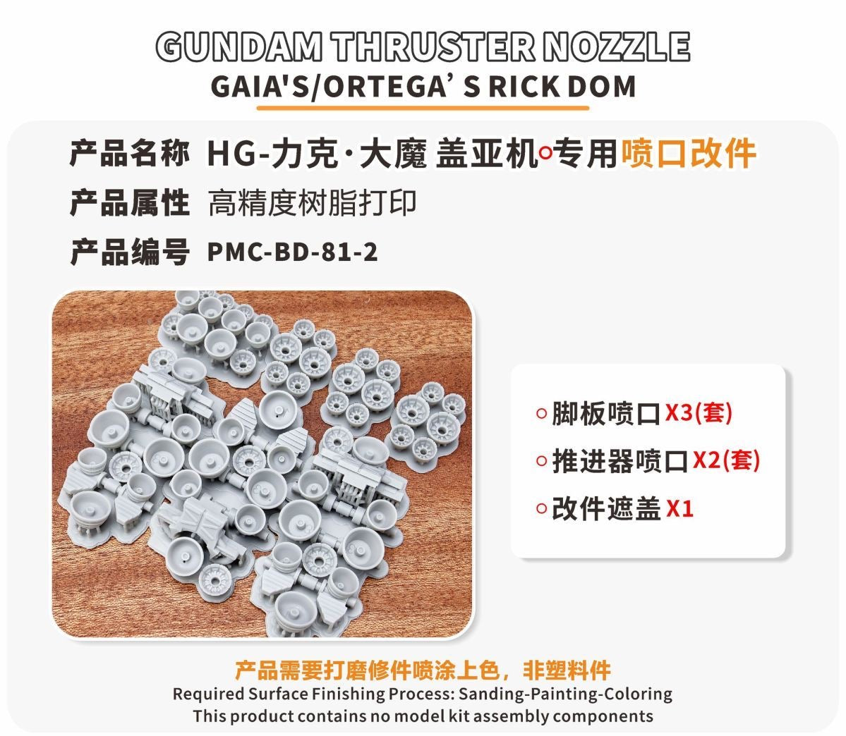 (TAS Studio) THRUSTER NOZZLE GK Parts for HG 1/144 Gaia's / Ortega's Rick Dom (GQ) [Un-Painted/Un-Colored]