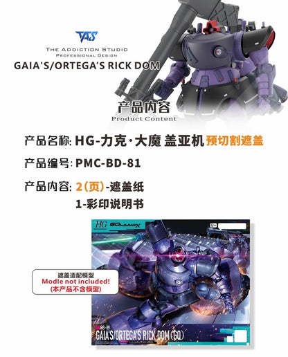 (TAS Studio) Pre-cut Masking Types for HG 1/144 Gaia's / Ortega's Rick Dom (GQ)