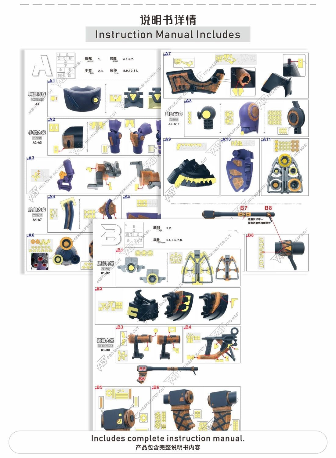 (TAS Studio) Pre-cut Masking Types for HG 1/144 Gaia's / Ortega's Rick Dom (GQ)