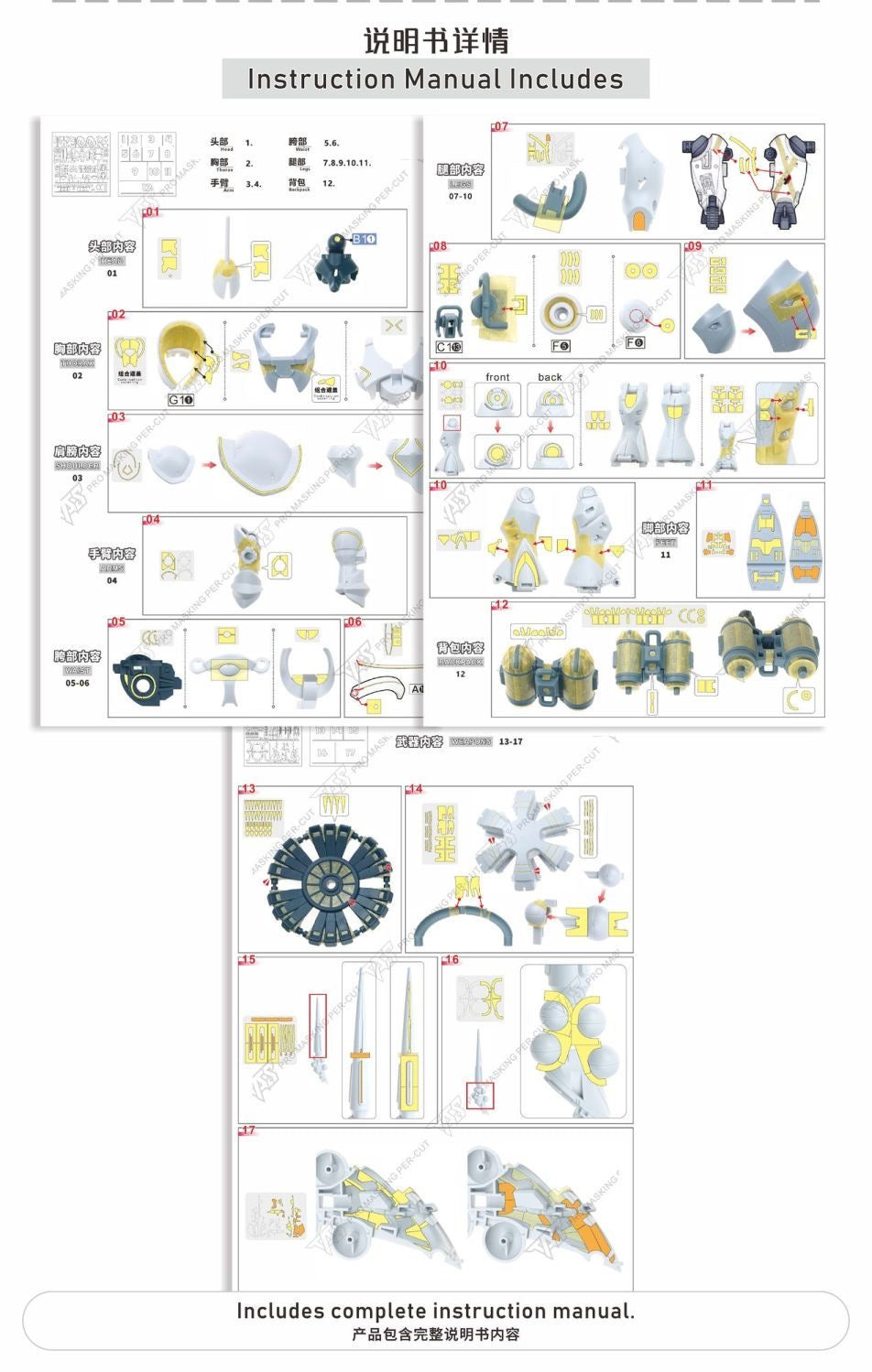 (TAS Studio) Pre-cut Masking Types for HG XAVIER'S GYAN HAKUJI-PACKS