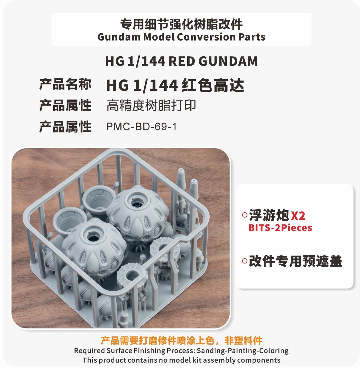 (TAS Studio) Conversion GK Parts for HG 1/144 gMS-α Red Gundam [Un-Painted/Un-Colored]