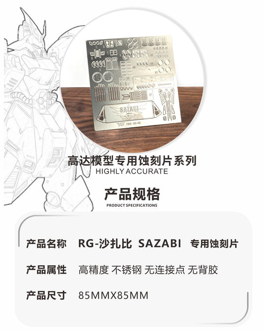 (TAS Studio) Metal Etching Parts for RG 1/144 Sazabi
